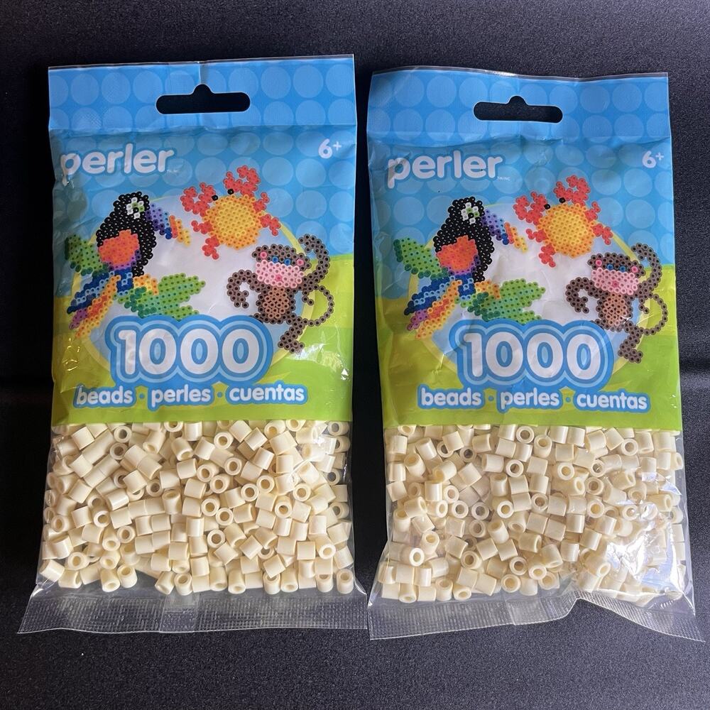 Lot Of 2 - 1000 Count Bags Perler Creme (Cream) Iron On Fuse Beads 80-19002